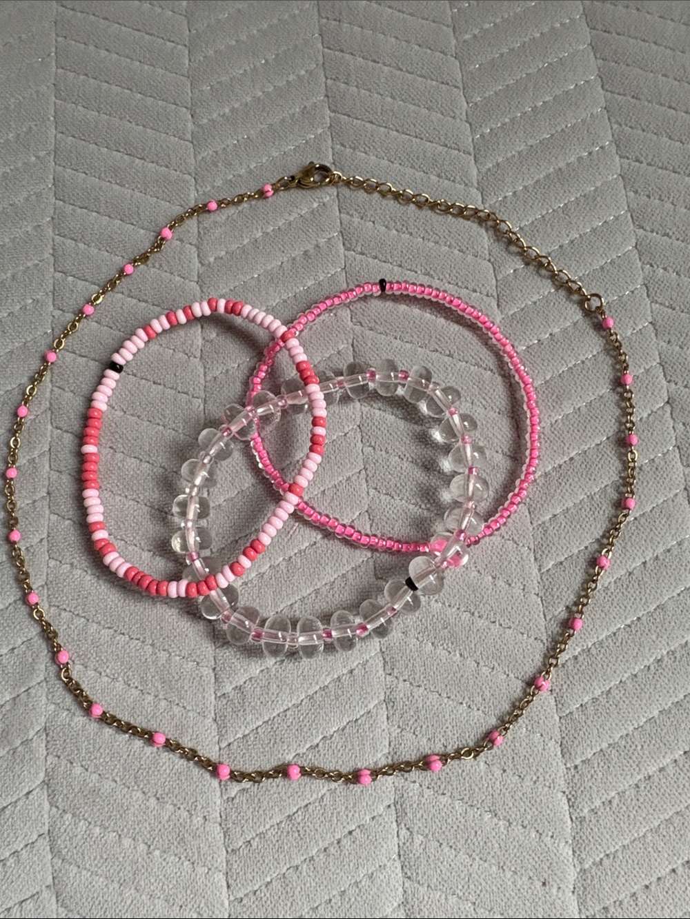 A+B Beaded Bracelets and Station Beaded Necklace